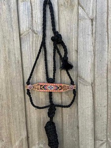 Licol pour cheval en cuir robuste avec rembourrage floral en cuir travaillé à la main, bride pour cheval avec muserolle et joue rembourrées réglables - Product Image 2