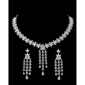 Juego de Collar de Plata de Ley 925 de Primera Calidad para Mujer, Estilo Bonito con Perlas y Diamantes como Piedras Principales, para Regalo, Fiesta, Compromiso, Aniversario - Product Image 3