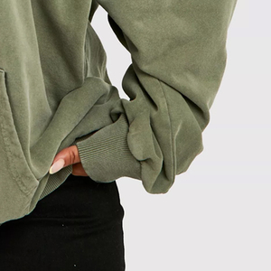 Sweat-shirts à capuche pour femmes grandes tailles, logo brodé 3D personnalisé sur le devant, 100% coton, décontracté, tricot uni - Product Image 3