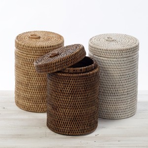 Handwoven rattan <b>waste</b> bins wholesale supplies dust trash bin <b>basket</b> storage lid containers - Product Image 4