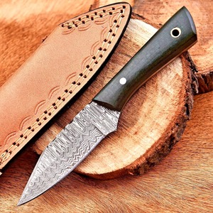 Couteau de chasse en plein air de camping à lame fixe en acier damas fait à la main manche en palissandre couverture en cuir Support OEM nouveau Design - Product Image 3