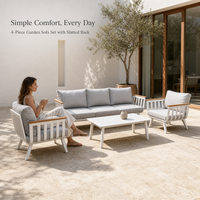 Aluminium Outdoor-Sofa-Set 4-teilig Doppelsofa 2 Sessel mit Tisch für Garten und Terrasse