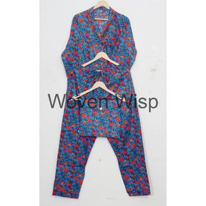 Ensembles de pyjama en coton taille élastique pour femmes Ensembles de cordon d'été respirants pour femmes et hommes - Product Image 4