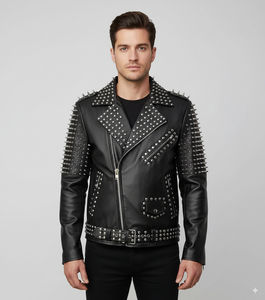 Chaqueta de Piel de Vaca/Oveja para Hombre, Estilo Motero, Ropa de Calle, Invierno, Cuero Genuino, Tendencia en Venta - Product Image 2