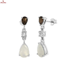 Boucles d'oreilles de luxe de qualité haut de gamme boucles d'oreilles en argent sterling 925 grenat naturel multi pierres précieuses pour les femmes - Product Image 6