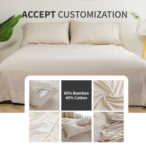 Ensembles de draps de lit en coton bambou couleur personnalisée avec certificat OEKO Queen Size <span class=keywords><strong>drap</strong></span> de haute qualité <span class=keywords><strong>housse</strong></span> de couette - Product Image 6