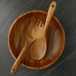Premium Handcrafted Customizable Wooden Salad <b>Serving</b> <b>Bowl</b> Classic Eco-Friendly Acacia Wood Disposable Dishwasher Safe <b>Large</b> - Product Image 1