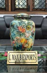 Red Flower Design Aluminium Adult Cremation Urns <b>for</b> human <b>ashes</b> with free velvet bag wholesale price - Product Image 6