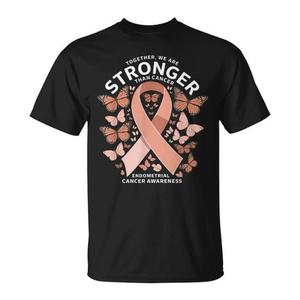 T-shirt promozionale con nastro color pesca per la sensibilizzazione sul cancro endometriale - Product Image 1