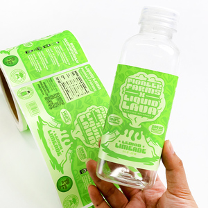 Custom UV Printed Self-Adhesive PVC Bottle Sticker Label Waterproof for Food & Drink Juices Glass Bottle Packaging Labels