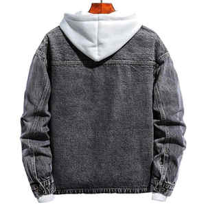 Veste en jean noire surdimensionnée à épaules tombantes avec poche à rabat pour hommes grande taille, veste en jean de haute qualité pour hommes et femmes - Product Image 6