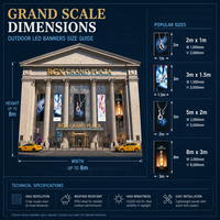 Écran LED extérieur P2.5 pour mur-rideau de bâtiment, affichage numérique, panneau d'affichage, écran de façade de grande place, luminosité >6500 Nits, garantie 2 ans
