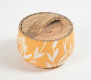 กระป๋องพฤกษศาสตร์ไม้สีส้มเคลือบด้วยฝาปิดผู้ผลิตผู้ค้าส่ง - Product Image 1