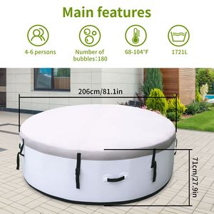 Grande baignoire spa portable d'extérieur pour 4 à 6 personnes avec 150 jets d'air et couverture thermique pour patio, jardin, massage, bain à remous, toute neuve - Product Image 3