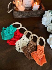 Juego de servilleteros hechos a mano con cuentas de macramé, Decoración de mesa, accesorios de comedor de cocina - Product Image 3