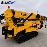 Grue araignée sur chenilles QRM QR5000 de 2 tonnes, hauteur de levage de 5,6 m, plateforme maximale de 22 m, alimentation essence/diesel, jambes pliables pour usine