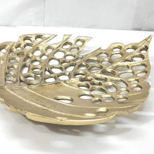 Designer Gold Plated Aluminum Leaf Trays Stylish Fruit And <b>Serving</b> Tray <b>Set</b> of 2 At Cheap Price - Product Image 6