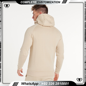 Vente en gros de sweat-shirt pour hommes avec logo personnalisé avec broderie sweats à capuche d'hiver en vrac avec fermeture à glissière motif 3D design uni vierge - Product Image 3