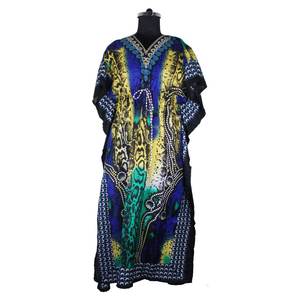 Offre Spéciale Design de mode robe d'hiver musulmane tissu de soie Long caftan main bloc impression caftan fait à la main indien Caftan Abaya caftan - Product Image 4