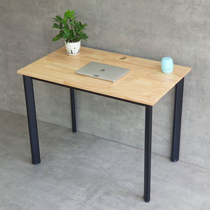 โต๊ะทำงานทรงรีสไตล์โมเดิร์นมินิมอล 100x60 ซม. ไม้ยางพาราขาเหล็ก HBOV001 - Product Image 4