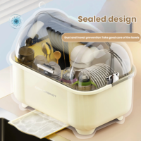 Grand égouttoir à vaisselle de cuisine avec couvercle et rangement pour couverts, en plastique épaissi, organisateur d'étagère de cuisine