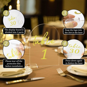 Número de mesa arqueada de acrílico personalizable OEM ODM personalizable con soporte y detalles de letras 3D para bodas - Product Image 4