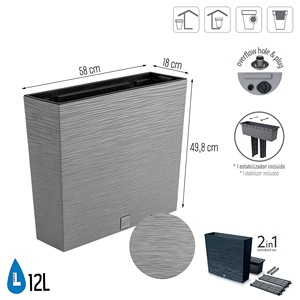 Fioriera color cemento con serbatoio, collezione FURU, 58 x 18 x 49,8 cm, capacità 12 L. - Product Image 2