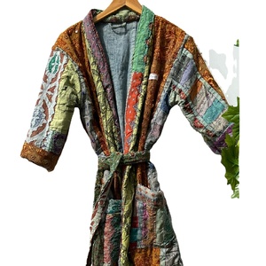 Abrigo de invierno acolchado Vintage largo para mujer de la mejor calidad, chaqueta Kantha de algodón multiretazos hecha a mano, tela estampada informal de primavera - Product Image 1