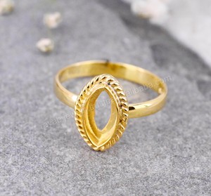 Sertissage de lunette vierge Marquise en argent sterling véritable 925 rempli d'or 18 carats, sertissage de pierres fines anti-ternissement. - Product Image 4