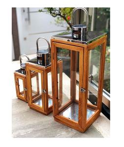 Farol de vela de madera y vidrio, diseño superior de acero, fabricante y distribuidor, Mango de diseño antiguo - Product Image 1