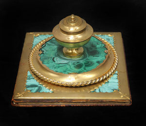 Malachite Three-Piece Self-Adhesive Eco-Friendly <b>Desk</b> Set Stylish Home Decor Made From Stone - Product Image 3