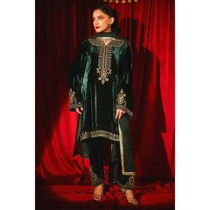 Taliah Winter Collection <b>Women's</b> Elegant <b>Velvet</b> Mandarin Collar Eco-Friendly <b>Tops</b> - Product Image 4