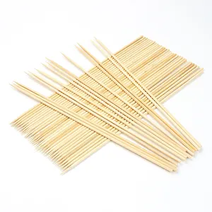 Grosir tongkat bambu Biodegradable kustom stik Barbecue IU tongkat bambu persegi 9 inci dan 8 inci