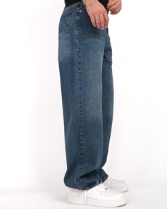 กางเกงยีนส์ทรงหลวมเอวสูงสำหรับผู้ชายกางเกงผ้าฝ้ายฟอกสีพิมพ์ลายสตรีทฮิปฮอปทรงตรงดีไซน์ตามสั่ง - Product Image 3