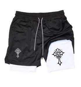 กางเกงขาสั้นวิ่งออกกำลังกายแบบ2 in 1สำหรับผู้ชายกางเกงขาสั้นสำหรับเล่นกีฬาออกกำลังกายในยิมพร้อมกระเป๋าใส่โทรศัพท์ - Product Image 3