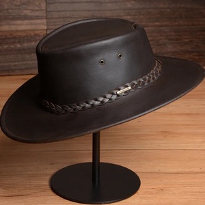 Sombreros de vaquero Retro de cuero genuino para hombre, gorra de Caballero de piel de vaca Real de mezclilla occidental para hombre, Color negro, marrón, hecho a medida de fábrica - Product Image 2