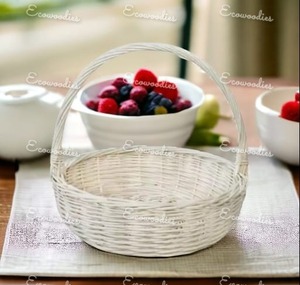 Hand-woven <b>Wicker</b> Willow Flower <b>Baskets</b> With <b>Handles</b> for Wedding - Product Image 1