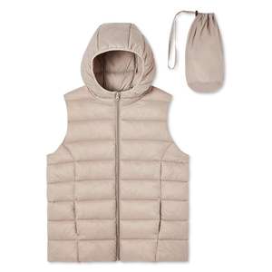 Gilet coupe-vent zippé imperméable pour femme OEM avec capuche | Gilet rembourré mobile de haute qualité | Design et logo personnalisés - Product Image 3