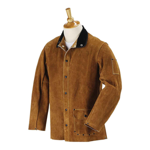 Veste de soudage en cuir suédé anti-étincelles pour la construction et les opérations de coupe de métal vêtements de travail lourds à haute température - Product Image 5
