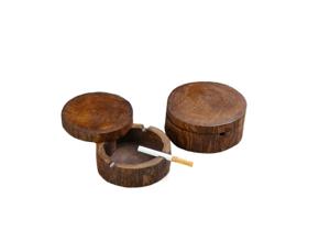 Classic Acacia <b>Wood</b> Engraved Ashtray Table Top Smoking <b>Accessory</b> for Waste Disposal - Product Image 3