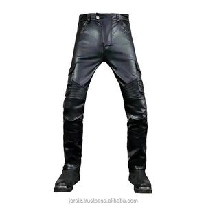 Pantalon en similicuir pour homme, matière PU, noir, coupe slim, pantalon en cuir de moto pour homme, pantalon et pantalon pour motard - Product Image 6