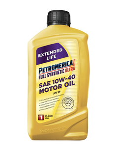 น้ำมันเครื่องสังเคราะห์แท้ Petromerica ป้องกันการสึกหรอ SAE 10W-40 บรรจุ 6 ขวด ขนาด 1 ควอร์ต - Product Image 1