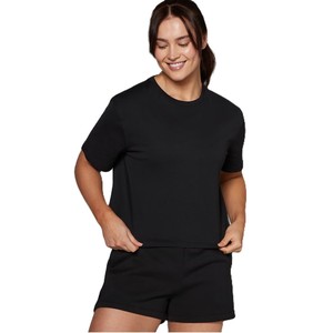 Haut court décontracté à la mode pour femmes avec couleur unie coupe ajustée à manches courtes pour l'été Logo personnalisé imprimé disponible en plusieurs couleurs - Product Image 2