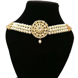 Bridal Party Wear Engagement Choker Earrings Set Traditional Gold Look Trendy Gift <b>Jewelry</b> Women Wedding 24K Gold Plated - Product Image 2