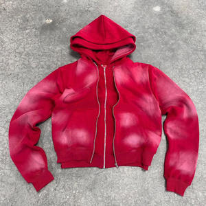 Sudadera con Capucha Personalizada con Cremallera Bidireccional para Hombre y Mujer, Sudadera Gruesa y Pesada con Efecto Desgastado por el Sol - Product Image 4