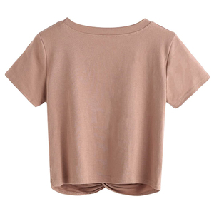 T-shirt uni élégant pour femmes avec encolure ronde et tissu doux au toucher adapté à la superposition sous les vestes chandails service OEM - Product Image 4