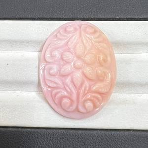 Bel art moghol fait à la main sculpté pierre précieuse d'opale rose naturelle magnifique forme ovale pour l'utilisation de bijoux produit en vrac - Product Image 1