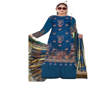 HAMMAD ARTS Costume Saree pakistanais indien pour femme Discount Pantalon en coton imprimé Makhmal Dupatta 3 pièces et chemise de pelouse - Product Image 6