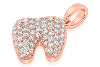 Pendentif dentaire en diamant naturel de conception classique personnalisée, coupe ronde, or massif 14 carats, 0,50 CTW, bijoux sertis de diamants