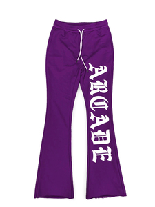 Tissu en coton en gros personnalisé pour pantalon de survêtement à jambe évasée, impression 3D en relief, molleton, survêtement pour hommes, pantalon de survêtement empilé - Product Image 5